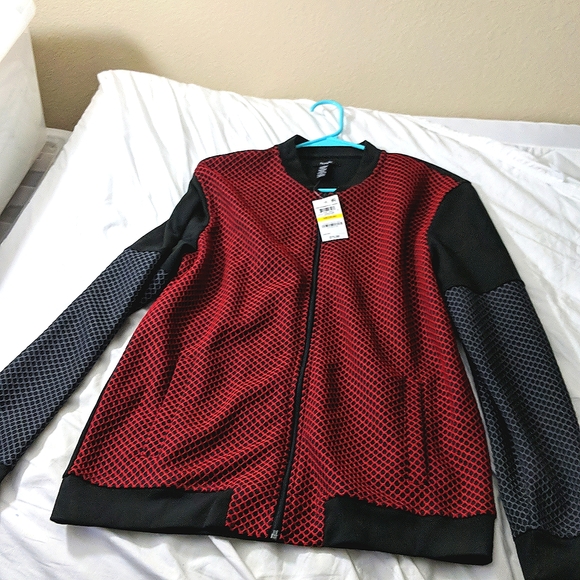 Alfani Other - NWT Alfani Red and black mesh bomber Jacket, men's size medium